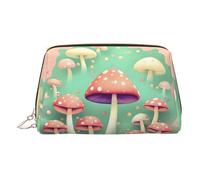 ZhRiYan Beauty case in pelle dorata, borsa da viaggio con stampa di funghi sogni, con cerniera, organizer portatile per articoli da toeletta per uso quotidiano, Oro, One Size