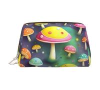 ZhRiYan Beauty case in pelle dorata - Borsa da viaggio per cosmetici con stampa di funghi sogni, con cerniera, organizer portatile per articoli da toeletta per uso quotidiano, Oro, One Size