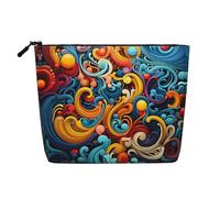 ZhRiYan Borsa per il trucco in canapa finta a righe multicolori - Borsa da toilette da viaggio versatile, organizer per cosmetici riutilizzabile con custodia con cerniera, nero, taglia unica, nero