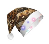 ZhRiYan Cappello natalizio a LED con leopardo in cerca di preda per adulti, unico per Natale, Capodanno, festival di Halloween e rituale annuale