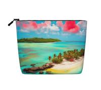 ZhRiYan Caribbean Scenery - Trousse per trucchi in canapa finta, versatile, da viaggio, organizer per cosmetici riutilizzabile, con custodia con cerniera, nero, taglia unica, colore nero, Nero