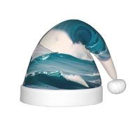 ZhRiYan Copricapo classico con onde marine blu dei cartoni animati di Babbo Natale Capodanno - Cappello caldo per le vacanze - Copricapo perfetto per Natale, Halloween