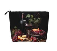 ZhRiYan Fruits and Wines - Trousse per trucchi in finta canapa, versatile, da viaggio, riutilizzabile, organizer per cosmetici con cerniera, nero, taglia unica, nero, taglia unica, Nero , Taglia unica