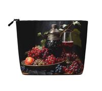 ZhRiYan Grapes and Wine - Trousse per trucchi in canapa finta, versatile, da viaggio, riutilizzabile, organizer per cosmetici con cerniera, nero, taglia unica, nero, taglia unica, Nero , Taglia unica