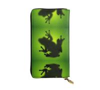 ZhRiYan Green Frog Shadow Print Portafoglio lungo in pelle - Portafoglio da donna personalizzato alla moda con tasca portamonete, nero, taglia unica, nero, taglia unica, Nero , Taglia unica