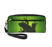 ZhRiYan Green Frog Shadow Print Small Makeup Bag - Beauty case da viaggio per donne, astuccio cosmetico riutilizzabile con cerniera, nero, taglia unica, nero, taglia unica, Nero , Taglia unica