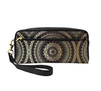 ZhRiYan Kaleidoscope - Piccola trousse da viaggio in pelle con stampa mandala - Beauty case da viaggio per donne, astuccio cosmetico riutilizzabile con cerniera, nero, taglia unica, nero, Nero