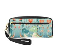 ZhRiYan Lovely Little Dinosaur Baby Print Leather Small Makeup Bag - Beauty case da viaggio per donne, astuccio cosmetico riutilizzabile con cerniera, nero, taglia unica, nero, taglia unica, Nero