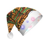 ZhRiYan Molti simpatici hamburger LED cappello di Natale per adulti - unico per Natale, Capodanno, festival di Halloween e rituale annuale