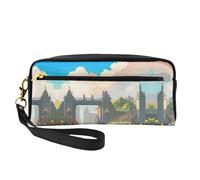 ZhRiYan Outside the Castle Gate - Piccola trousse da viaggio in pelle con stampa di cancello, borsa da viaggio per donne, astuccio cosmetico riutilizzabile con cerniera, nero, taglia unica, nero, Nero