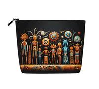 ZhRiYan Primitive Totem - Trousse per trucchi in finta canapa, versatile, da viaggio, riutilizzabile, organizer per cosmetici con cerniera, nero, taglia unica, colore nero, taglia unica, Nero , Taglia