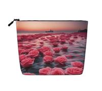 ZhRiYan Roses by the sea - Trousse da viaggio in finta canapa, versatile, organizer per cosmetici riutilizzabile con cerniera, nero, taglia unica, nero, taglia unica, Nero , Taglia unica
