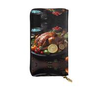 ZhRiYan Tantalizing Roast Turkey Print Leather Long Clutch Wallet - Portafoglio da donna personalizzato alla moda con tasca portamonete, nero, taglia unica, nero, taglia unica, Nero , Taglia unica