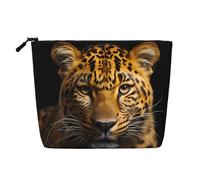 ZhRiYan The deep-eyed Leopard Fake Hemp Makeup Bag - Versatile borsa da viaggio per articoli da toeletta, organizer per cosmetici riutilizzabile con custodia con cerniera, nero, taglia unica, nero