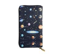 ZhRiYan The Solar Family - Portafoglio lungo in pelle con stampa famiglia - Portafoglio da donna personalizzato alla moda con tasca portamonete, nero, taglia unica, nero, taglia unica, Nero , Taglia