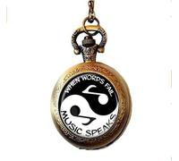 ZHSHQIN YIN YANG Orologio da tasca con collana per amanti della musica, gioielli, regalo per musicisti musicisti, insegnanti, musica, regalo per studenti, musica, bronzo