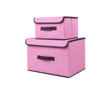 ZHSOAO 1 Set (2PCS)(Fold Clothes Organizer Trousers Jeans Storage Box Wardrobe Underwear Cosmetics per Vestiti, Trapunte(Pink)