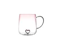 ZHSOAO 2PCS 400mL Amore Gradiente di Vetro Trasparente Tazza Caffè Succo Latte Coppia Ufficio Tè Pomeridiano Articoli e Attrezzature for Acqua per San Valentino, Nozze, Natale(Pink)