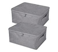 ZHSOAO 2PCS Folding Storage Box With Zip Lid, Basket With Linen Fabric, Home Cubes Baskets Closet Clothes ORganizer Containers per Vestiti, Trapunte(M)