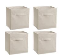 ZHSOAO 4PCS Clothes Storage Box Large Capacity Square Without Lid Foldable Non-Woven & Snacks Organizer per Vestiti, Trapunte(Beige)