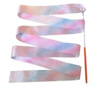 ZHSOAO 5/10pcs Flashing Star Gym Ribbons Dance Ribbon Rhythmic Art Gymnastics Ballet Streamer Twirling Rod Rainbow Stick Training per Balli Artistici(5pcs Red,2M)