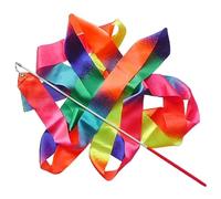 ZHSOAO 5PCS Rhythmic Gymnastics Equipment Stick Twirling Dance Ribbons Rainbow Color Sparkling Performance Props for Art Dances per Balli Artistici(2M Multi-Colored)