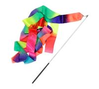 ZHSOAO 8pcs Gymnastics Ribbon Baton Stick Twirling Rhythmic Ribbon Rainbow Color Performance Props for Kids Girls Adults Talent Shows per Balli Artistici(Black Handle)