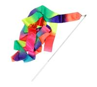 ZHSOAO 8pcs Gymnastics Ribbon Baton Stick Twirling Rhythmic Ribbon Rainbow Color Performance Props for Kids Girls Adults Talent Shows per Balli Artistici(White Handle)