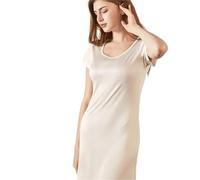 ZHSOAO Camicia da Notte da Donna in Maglia di Seta Abito Avvolto sui Fianchi Abito in Seta da Notte Camicia da Notte for la casa for Le Donne per Donna(Beige White,XXL)
