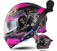 ZHTBATE Casco Integrato Apribile con Interfono Casco Moto Modulare Omologati ECE Bluetooth Caschi Modulari per Uomo Donna con Doppia Visiera Casco Integrale Casco Crash 55-64CM