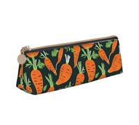 Zhuanyun Borsa cosmetica multifunzionale della borsa di immagazzinaggio della cancelleria del cuoio del triangolo della stampa del modello senza cuciture della carota felice
