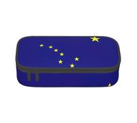 Zhuanyun Borsa portaoggetti di grande capacità, scatola per forniture per ufficio, borsa per il trucco con bandiera dello stato dell'Alaska, organizer da scrivania con elegante, Nero, One Size