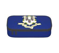 Zhuanyun Borsa portaoggetti di grande capacità, scatola per forniture per ufficio, borsa per il trucco con bandiera dello stato del Connecticut, organizer da scrivania con elegante, Nero, One Size