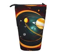 Zhuanyun Borsa portaoggetti multifunzione con stampa di Giove Saturno del sistema solare, borsa per il trucco, borsa a portafoglio, elegante e multifunzionale