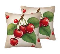 Zhuanyun Lovely Sweet Red Cherry 1 Stampa 2 pezzi Federe per cuscini in finto lino, per casa, viaggio, cerniera nascosta, per decorazione della casa