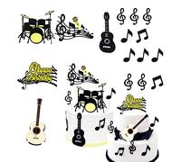 ZhuanZhenW Rock Star Happy Birthday Cake Topper, 32 decorazioni per torte di compleanno a tema chitarra elettrica, decorazioni per torte di compleanno per feste di compleanno