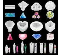 Zhufas 14 Pezzi Stampo in Resina epossidica, Stampo in Silicone in Resina epossidica, Piramide, Palla, Quadrato, Diamante, Stampo in Silicone in Resina, la creazione di Gioielli Fai-da-Te