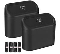 Zhufas 2 Pezzi Pattumiera per Auto con 80 sacchetti,Pattumiera per Auto con Coperchio,Cestino Auto, Accessori Auto, Accessori Auto Interno(Nero)