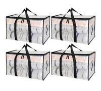 Zhufas 4 Pezzi 90L Borse Trasloco, Scatola per Traslochi Trasparente, Borsa e Copertura per Vestiti Con Maniglia per Riporre e Organizzare