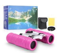 Zhufas Binocoli Bambini, Ingrandimento Elevato 8x21, Regali di Natale per bambino, Cannocchiale con Bussola per Giocattoli da 3 a 12 Anni (Rosa)