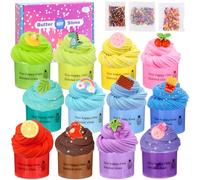 Zhufas Fluffy Slime Kit, 12 Pezzi DIY Mini Slime Per Burro Fluffy, Melma Trasparente e Melma di Burro, Slime Profumato DIY, Regali di Slime, Putty Giocattoli Regalo per feste per bambini.