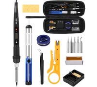 Zhufas Saldatore a Stagno, 80W LCD Saldatore Kit, Temperatura Regolabile 180-480℃ Stagnatore Elettrico Professionale Saldatrice con 5 Punte di Saldatura, Filo per Saldatura, Pompa Dissaldante