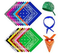 zhufubao 15 bandane, bandana da uomo, in poliestere, 54 x 54 cm, bandana, bandana, fazzoletti per testa, collo, braccia, 15 colori, a, 54 x 54cm