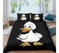 ZHUICHENG 3D Con Stampa Di Cartoon White Duck Set Di Biancheria Da Letto Con 3 Pezzi Set Copripiumino Con Cerniera E Federe Per Ragazzi E Ragazze,coppie,camera Da Letto,decorazione Double（200x200cm）