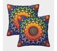 ZHUICHENG Bohemian Mandala Federa Per Cuscino Set Di 2 Per Cuscino Auto Per Divano Letto Decorazioni Decorazione per la casa Copricuscino Resistente All'usura Copricuscino 50x50cm
