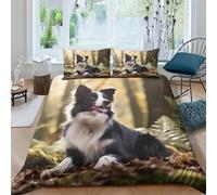 ZHUICHENG Carino Border Collie Set Copripiumino 3D Stampato Set Biancheria Da Letto Set Copripiumino in Microfibra Morbida Con Chiusura A Cerniera E Morbido Federe Cuscino Doppio（200x200cm）