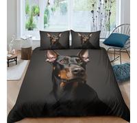 ZHUICHENG Doberman Microfibra Morbida Copripiumino 3 Pezzi,3D Motivo Dobermann nero Copripiumino,Copripiumino E Federe,con Chiusura A Cerniera E Federe Cuscino Per Adulti E Ragazzi re(220x240cm)