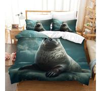 ZHUICHENG Foca 3 Pezzi Copripiumino Natale Microfibra Morbida Con Fodere Per Corona Sigillo Copripiumino 3D Bedding Set All Size Anti-acaro Per Ragazzi E Ragazze Super Grande（260x220cm）