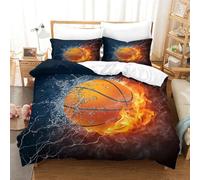 ZHUICHENG Ghiaccio e fuoco basket Microfibra Morbida Copripiumino 3 Pezzi,3D Motivo Copripiumino,Copripiumino E Federe,con Chiusura A Cerniera E Federe Cuscino Per Adulti E Ragazzi singolo(140x200cm)