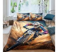 ZHUICHENG moto 3 Pezzi Copripiumino Natale Microfibra Morbida Con Fodere Per Corsa fuori strada Copripiumino 3D Bedding Set All Size Anti-acaro Per Ragazzi E Ragazze Doppio（200x200cm）